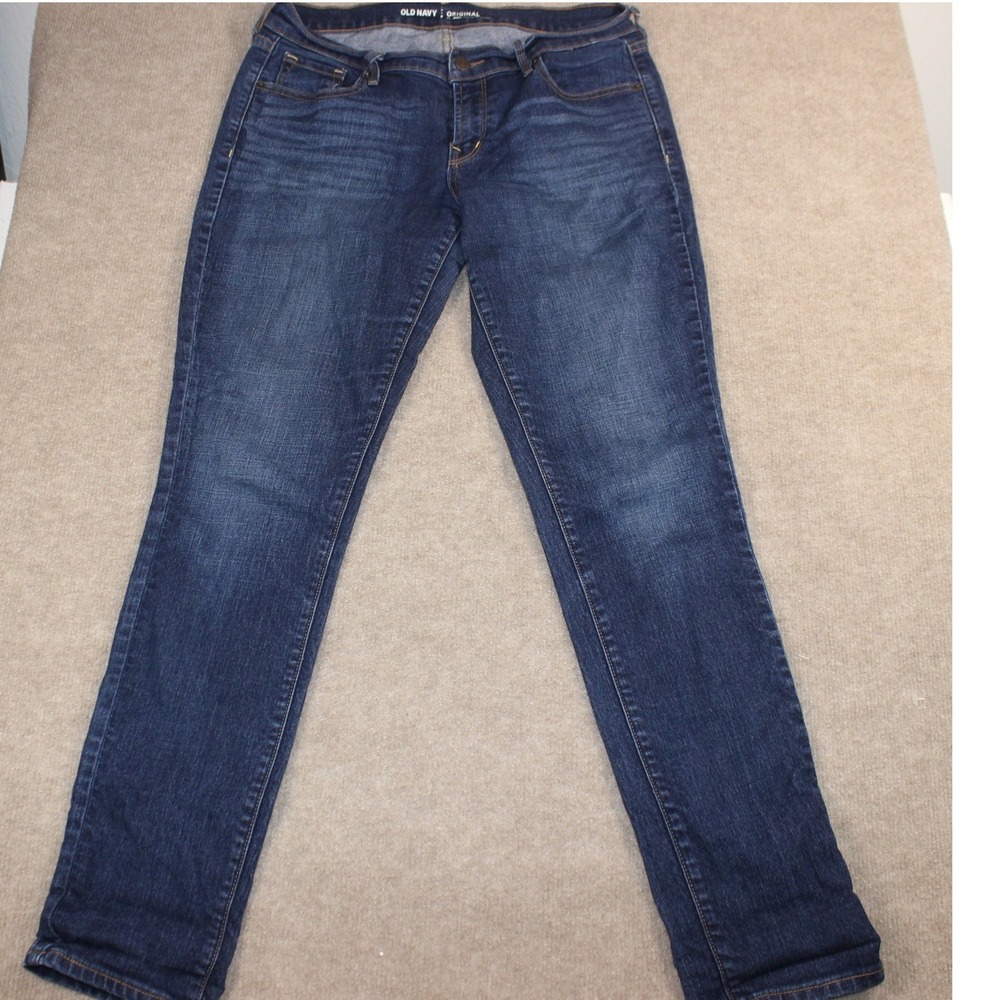 Old Navy Original Mid-Rise Straight Leg Jeans Dark Wash Blue Denim Womens 31x29